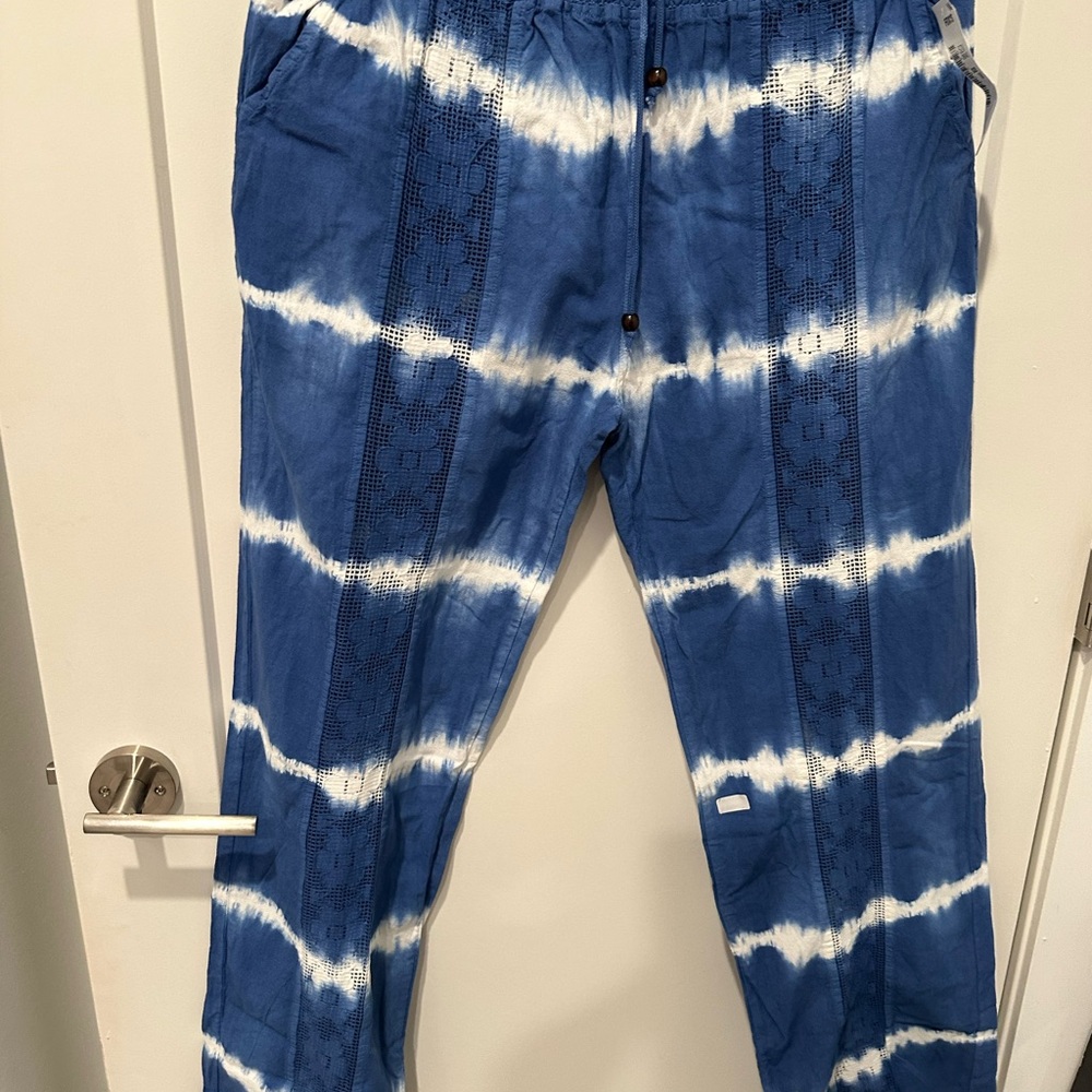 Casual Blue and White Tie-Dye Pants
